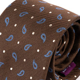 Brown & Blue Paisley Silk Tie 7.5cm